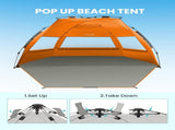 OutdoorMaster Pop Up 3-4 Person Beach Tent X-Large - Easy Setup, Portable Beach Shade Canopy Folding V1168-BP-YNN9-7SDP