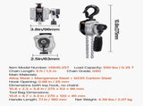 Manual Lever Chain Hoist, 1/4T 250KG Capacity Heavy Duty Come Along, 1.5M Lift G80 Alloy Steel Chain V952-MNKSBHLHL14T5QFC1001V0