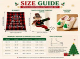 Christmas Home Comfort Set with Flannel Throw Blanket 130x150cm, Plush Indoor Slippers AU 4-5 and V888-ELOSUNG54171