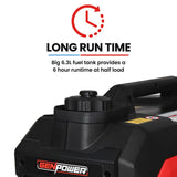 GENPOWER 3.5kW Peak 3kW Enclosed Inverter Generator, 2x15A, 12V, USB, Portable, Compact, Camping, V219-GENPTRGN35SA