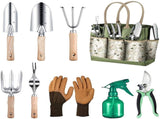9-piece Garden Set Stainless steel, wooden handles & watering can V1188-MS101-01082-1