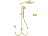 WELS Brushed Gold Dual Shower Set 8" Round Head 3 Mode Handheld Rose Sliding Rail Mixer Valve V1233-SC842GHR002M4CGKSR108GKC1292BG