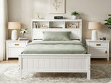 Artiss Single Bed Frame with Storage Headboard and Footboard Wooden Bed Base White WBED-F-S1-S-107-AB