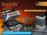 Fireproof Organizer with Lock, Hard-Shell Case Fireproof Document Box with 13 Pocket Accordion V1107-120-02255-GRN