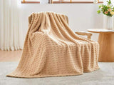 Updated Grey Throw Blanket for Couch and Bed- Super Soft and Warm 3D Checkered Fluffy Fuzzy Fleece V1107-114-51000-BRN5