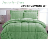 Hotel Living Seersucker Comforter Set Queen Green V442-ATX-COMFORTER-SEERSUCKER-GREEN-QS