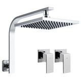 Cefito 8'' Rain Shower Head Wall Arm Square High Pressure Twins Tap Chrome SHOWER-A3-SQ-8-SI-TAP