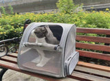 Grey Breathable Pet Carrier Backpack - 35 x 29 x 41 cm Oxford Fabric Travel Bag with Mesh V888-ELOSUNG47429
