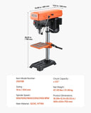 VEVOR 254 mm Benchtop Drill Press Tabletop Drilling Machine 510-2430 RPM V952-TSZC62A5D1004G1ZDV3