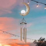 43.31 inch Solar Wind Chimes,Metal Moon Wind Chime Decor Outdoor Hanging Chime Waterproof LED Wind V1369-AZ3-W-22328