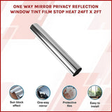 One Way Mirror Privacy Reflection Window Tint Film STOP HEAT 24Ft x 2Ft V63-821303