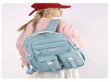 Light Blue Large Capacity Waterproof Student Backpack - Fits 15-Inch Laptop, Multi-Pocket Travel V888-ELOSUNG32499