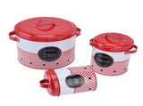 3 Pcs Canister Set Large Capacity Red White Round Bucket Farmhouse Kitchen Candy Snack Metal V1294-YM0523-3118220043011
