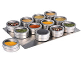 Upgrade Magnetic Spice Jars 12pcs with Wall Mounted,Stainless Steel Spice Tins with Lid and Small V1192-AZ-W-12466