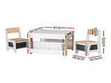 Keezi Kids Table and Chair Set, 4 in 1 Wooden Activity Table with Bookcase, Storage Box and KTC-G-BS-NT