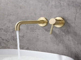 Gold Basin Tap Solid Brass Wall Mounted Bathroom Sink Faucet Brushed Brass Swivel Spout Basin V1237-ZY-715-220