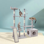 i.Pet Cat Tree 135cm Tower Scratching Post Scratcher Wood Condo House Toys Grey PET-CAT-PETG004-GR