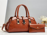 Blue Women'S Handbag Croc-Embossed Handbag Patent Leather Handbag Women'S - Khaki - Size 29-13-21 V1347-945-63062-KHK-29-13-21