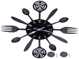 Black Kitchen Wall Clock Removable Modern Cutlery Kitchen Spoon Fork Wall Clock Home Decoration V1294-YM0523-3115210218311