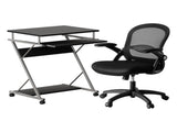 Artiss Computer Desk Mesh Office Chair Set Desks with Keyboard Shelf Try Black MET-DESK-105-2013-BK