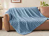 Updated Grey Throw Blanket for Couch and Bed- Super Soft and Warm 3D Checkered Fluffy Fuzzy Fleece V1107-114-04473-BLU5