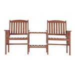 Gardeon Outdoor Garden Bench Loveseat Wooden Table Chairs Patio Furniture Brown ODF-D-LOVESEAT-BR