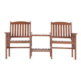 Gardeon Outdoor Garden Bench Loveseat Wooden Table Chairs Patio Furniture Brown ODF-D-LOVESEAT-BR