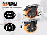 Caster Wheels, 127 mm Swivel Plate Casters, Set of 4, with Security A/B Locking No Noise PVC Wheels, V952-PBJLCSJAZ4J4XPOVCV0