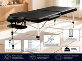 Zenses Massage Table 70cm Portable 2 Fold Aluminium Beauty Bed Black MT-ALUM-2FOLD-BK-70