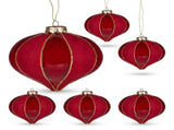 Christabelle 6 Red Glass Christmas Baubles Onion Shape 10cm Xmas Tree Decorations Hanging Ornam 112_YAN353