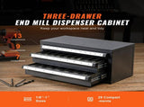 End Mill Cabinet, Three-Drawer End Mill Organizer Cabinet for 1/8" to 1", Steel End Mill V952-ZTFPGJX18D1SM1MR6V0