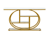 Artiss Console Table Marble Effect 4-Tier Shelves 105CM White&Gold FUR-V-CST-01-MBWH
