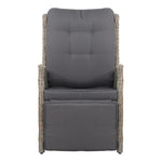 Gardeon 2PC Recliner Chairs Sun lounge Wicker Lounger Outdoor Furniture Adjustable Grey ODF-RCL-RW-FT-GEX2