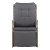 Gardeon 2PC Recliner Chairs Sun lounge Wicker Lounger Outdoor Furniture Adjustable Grey ODF-RCL-RW-FT-GEX2