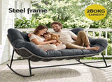 Gardeon Outdoor Rocking Chair Loveseat Wicker 2 Seater Cushion Patio Furniture Grey ODF-ROCK-ST-2S-GE-AB