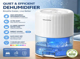 White Portable Home Quiet Mini Dehumidifier - 2L Large Visible Water Tank, 7-Color Sleep Aid Night V888-ELOSUNG52668