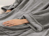 Dark Grey 180 x 120CM Extra Large Wearable Wrap Blanket with Sleeves and Large Pocket, Cozy V888-ELOSUNG52500