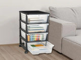 Plastic Storage Drawers Cart, 4 Drawers Storage Organizer with Wheels, Rolling Closet Organization V767-VVR-CWCT1SLJL4G13PBKB001V0