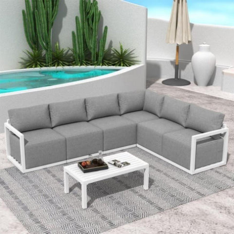 Alfresco Contemporary All-Weather Lounge Set – Charcoal Grey V264-OTF-543A-DGR-7PC