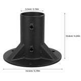 Steel Fence Post Flange Base, Heavy-Duty, Black, for Deck Railing and Flagpole V1370-AZ4-18100