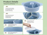 31 Double-Layer Food-Grade Silicone Microwave Steamer with Collapsible Design BPA-Free, V1341-ZY-WUHPLQE8-L-BLUE