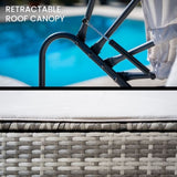 LONDON RATTAN 3PC Outdoor Daybed Patio Rattan Sofa Sun Lounge Furniture Grey Wicker Off White Canopy V219-FURODRLONADBG4