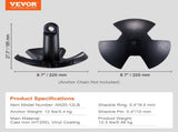 River, 12 LBS Boat Cast Iron Black Vinyl-Coated with Shackle, Marine Grade Mushroom V952-HMDPZT12B000EDC67V0