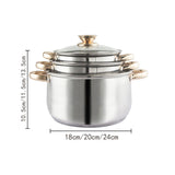 12Piece Cookware Set Kitchen Stainless Steel Stock Pot Pan Sets Saucepan Casserole kettle V324-CS-HO-12PT