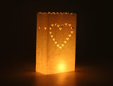 50 Pack White Heart Luminary Paper Candle Tea Light Lantern Bags Garden Wedding Anniversary Birthday V382-HRTLUM50
