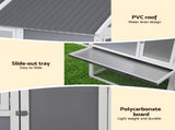 i.Pet Chicken Coop Large Outdoor Rabbit Hutch Chook House Hatch Box With Run Grey White PET-CH-P213-GR-AB
