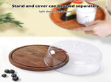 Cake Stand with Lid Wood 12in Round Cake Holder 2-in-1 Dessert Table Display Set and Charcuterie V1294-YM0901-H49309WO