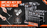 18-Piece T-Handle Hex Key Set, SAE/Imperial & Metric Sizes Allen Wrench Set Long Arm with Ball End V465-SDY-97374