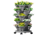 Green Fingers Raised Garden Bed 5 Tier Vertical Garden Grey Strawberry Stackable Planters Herbs GARDEN-PLASTIC-25L-GR