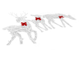 3 Piece Lighted Christmas Deer Family Set Outdoor Yard Decoration with LED Lights Red Bows Mother V1294-YM0710-3111230254211